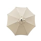 SMLJFO Replacement 8 Rib Parasol Canopy, 3 m Market Table Umbrella, UV Protection, Replacement Fabric, Beige